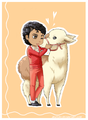 Michael and Louie The Llama - cute manga - michael-jackson fan art