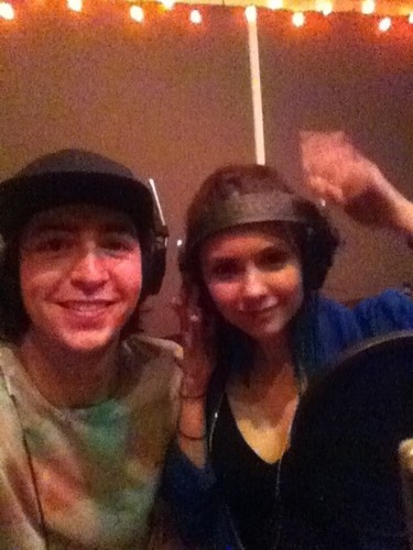  Nicholas Braun & Nina recording in LA 12-03-12