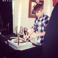 Justin and his cake. - justin-bieber photo