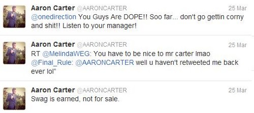  Aaron Carter supports One Direction <3