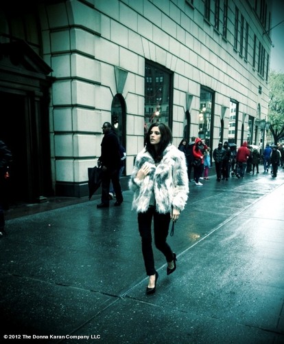 New behind the scenes photos of Ashley on her DKNY Fall 2012 photoshoot.