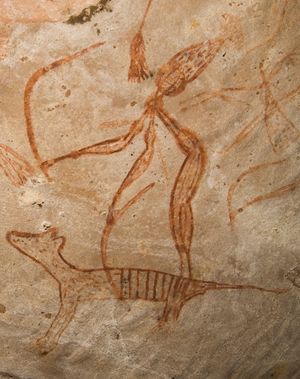 Mainland Thylacine Rock Painting