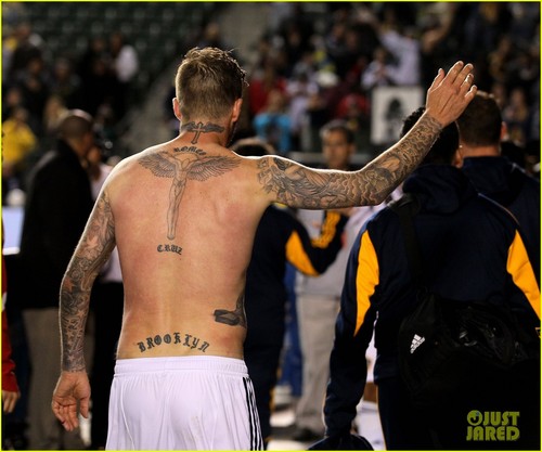 David Beckham: Shirtless After L.A. Galaxy Victory!