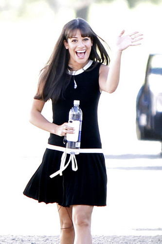 Lea Michele on set of Glee