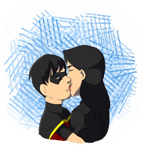  Robin and Zatanna ciuman