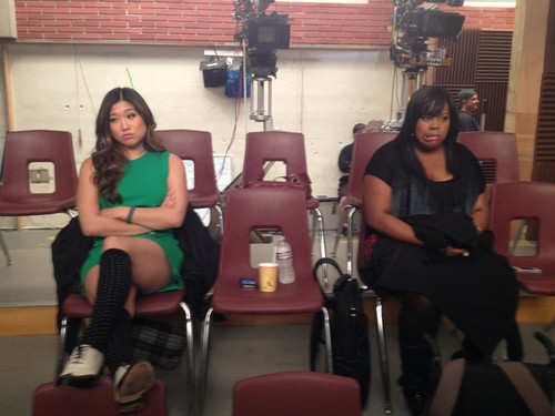 Jenna on set of Glee filming season 3 finale