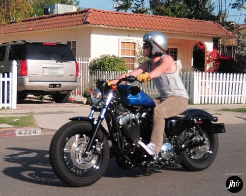 Josh riding his motorcycle around LA