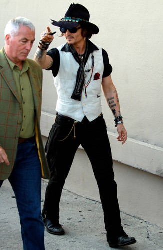 Johnny Depp on his way to Jimmy Kimmel Show 2012