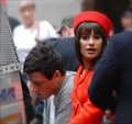 Lea and Cory filming in NYC - glee photo