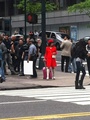 Lea filming in NYC - glee photo