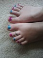 My mom painted my toenails my favorite colors!! - random photo
