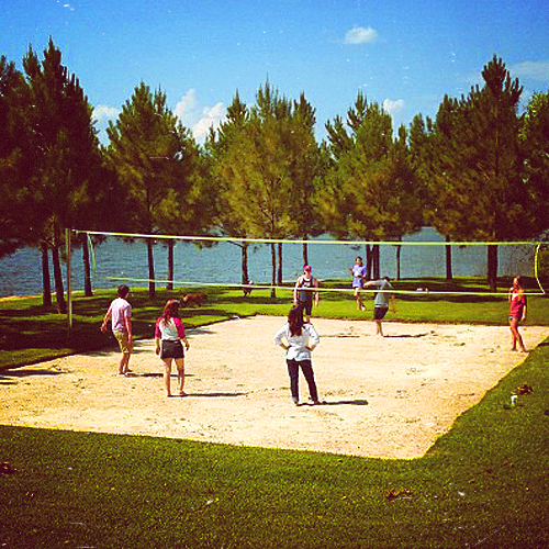 Chord playing volleyball with his mom and others on mothersday
