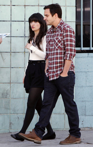 Stars On The Set Of "New Girl" In Los Angeles