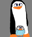 kowalski with baby skipper - penguins-of-madagascar fan art