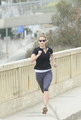 Jennifer going for a run along the Santa Monica coastline - jennifer-lawrence photo