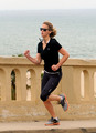 Jennifer going for a run along the Santa Monica coastline - jennifer-lawrence photo