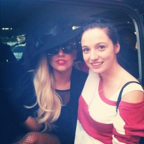  Lady Gaga with a پرستار outside her hotel in Sydney.(June 17th)