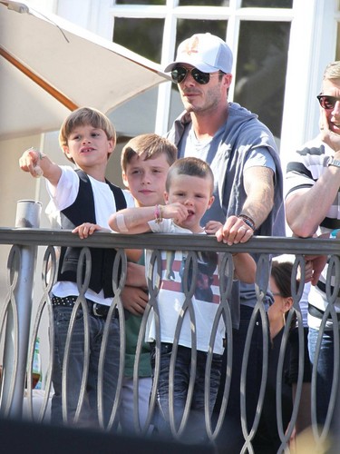  David Beckham with his sons