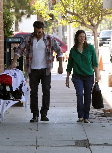  Jen and Ben were out and about with baby Samuel