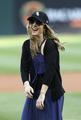 Lisa throwing the first pitch at the Chicago CUBS/SOX game - lisa-marie-presley photo