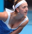 Petra Kvitova breast in blue shirt - tennis photo