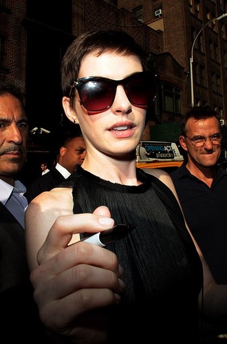 Anne Hathaway arriving for 'The Late Show with David Letterman'