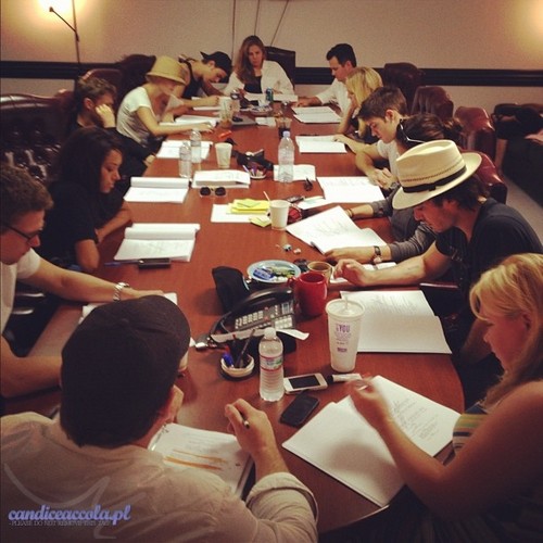  Candice at a cast meeting for "The Vampire Diaries" season 4.