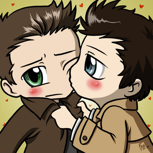 Dean & Cas - Cheek Kiss!