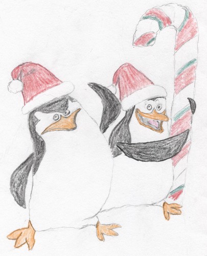 Penguins in a natal loncat, caper