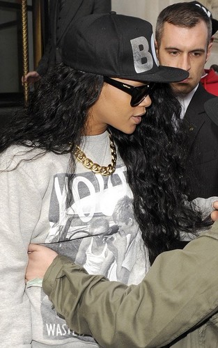 Rihanna leaving her hotel