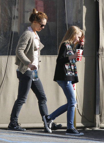 Vanessa and Lily at Pink’s Tacos in Los Angeles 12.13.2011