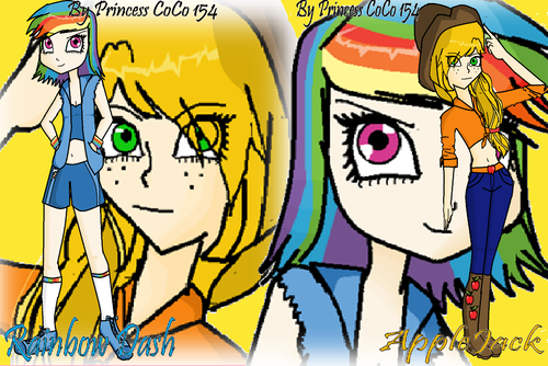  AppleJack and Ranbow Dash as human