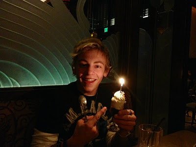  Ross enjoying his Birthday cupcake, kek cawan