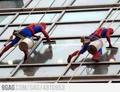 Window cleaners at a childrens hospital - random photo