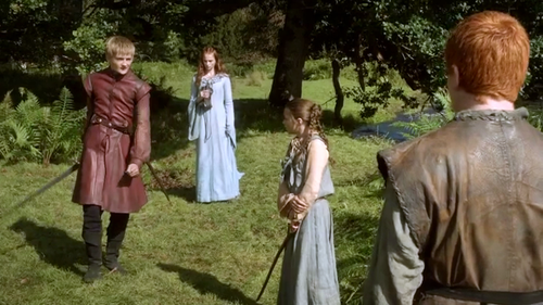 Joffrey with Sansa and Arya
