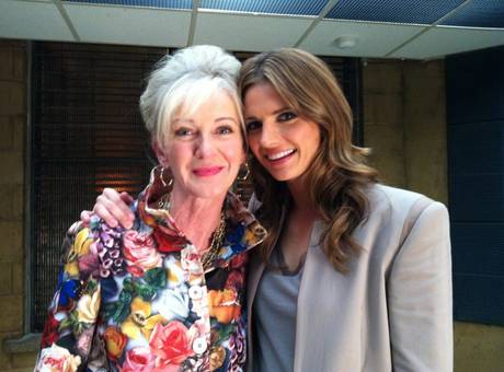  BTS With Stana Katic and Guest stella, star Caroline Lagerfelt