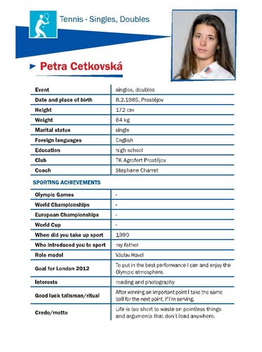  Petra Cetkovska role model for her is Vaclav Havel
