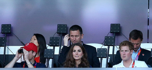 Prince William attend the evening's Athletics events on Day 9 of the London 2012 Olympic Games 