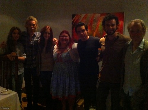 Cassandra Clare with cast and director of TMI (August 16, 2012)