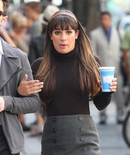  Chris Colfer & Lea Michele On Set in New York