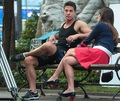 Lea Michele & Dean Geyer Filming On A Bench In New York City - lea-michele photo