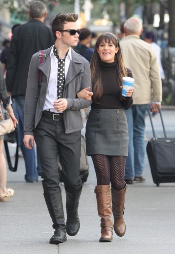  Lea Michele & Chris Colfer On Set In New York