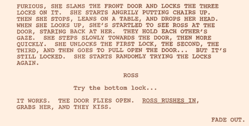 The script for Ross and Rachel's epic kiss