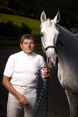 white Josef Vana and white horse