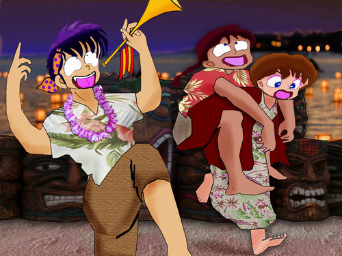  After the Luau. Akane, Ranma, & Ryoga