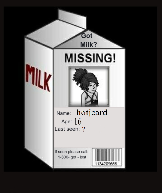 HOTJCARD MISSING missing person backofmilkcarton backof milk carton