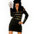  Black Millitary jaqueta Dress w/ luva and Fedora