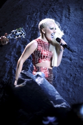  Where is Lady Gaga performing in this photo?