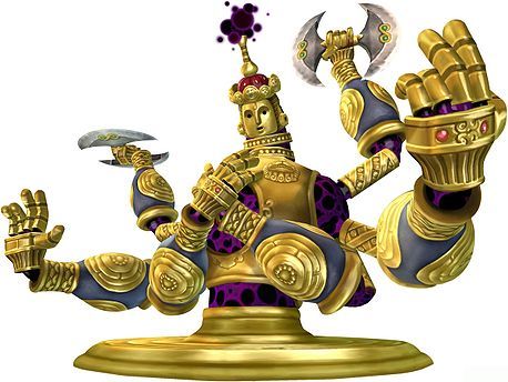  BOSSES - It is a huge golden statue with six arms, two of which hold large curved axes