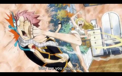  From this picture, why did Lucy kick Natsu?